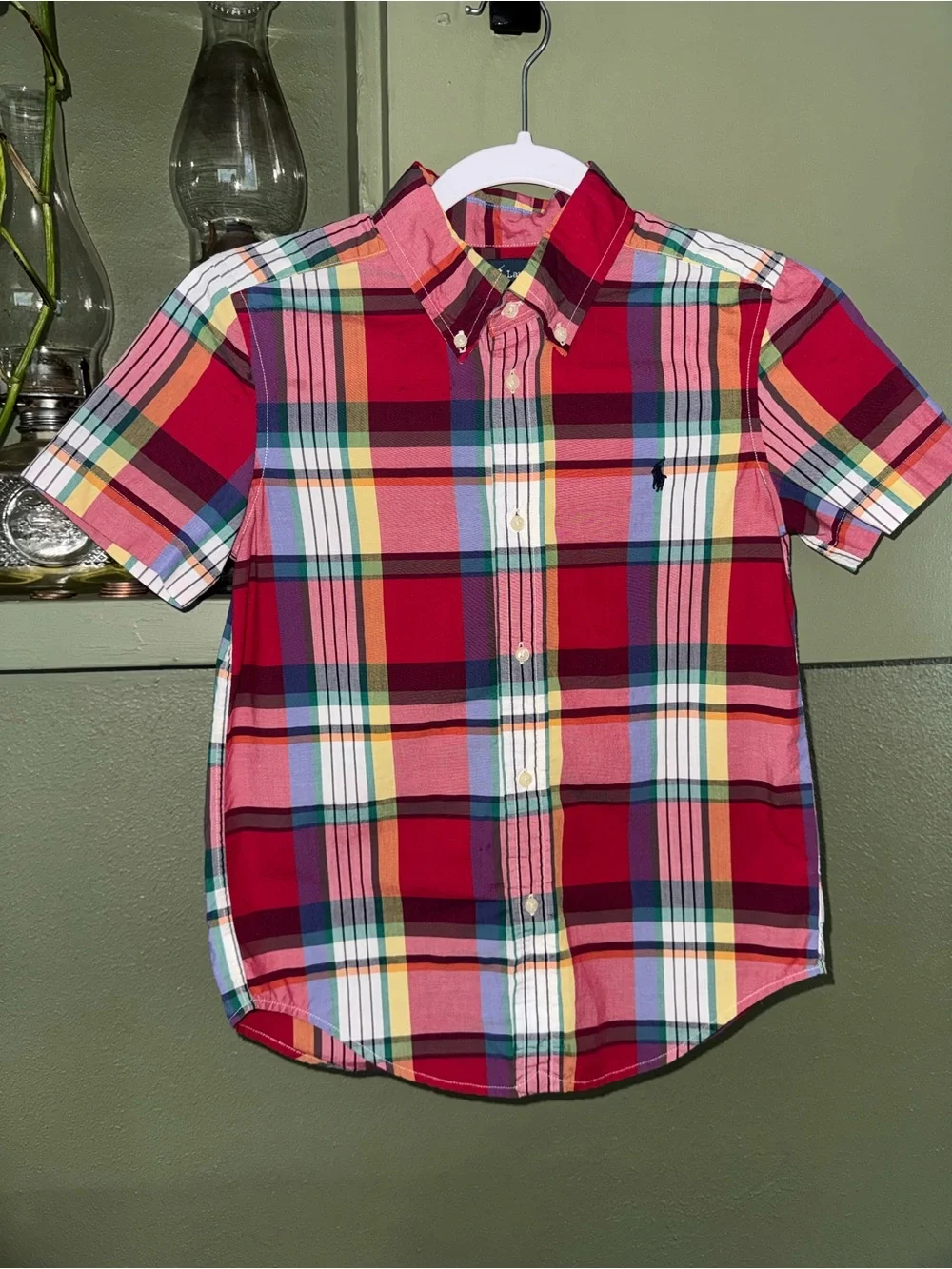 Kids Ralph Lauren Colorful Plaid Button Up Shirt Size 7